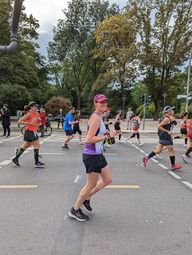 Danielle running in the Berlin marathon.