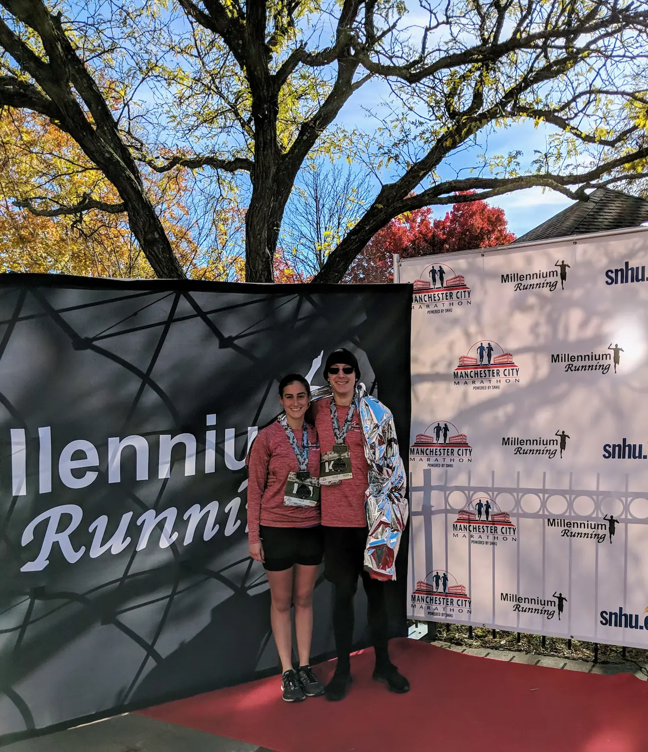 Danielle and Quentin after finishing a half marathon relay in Manchester, NH.