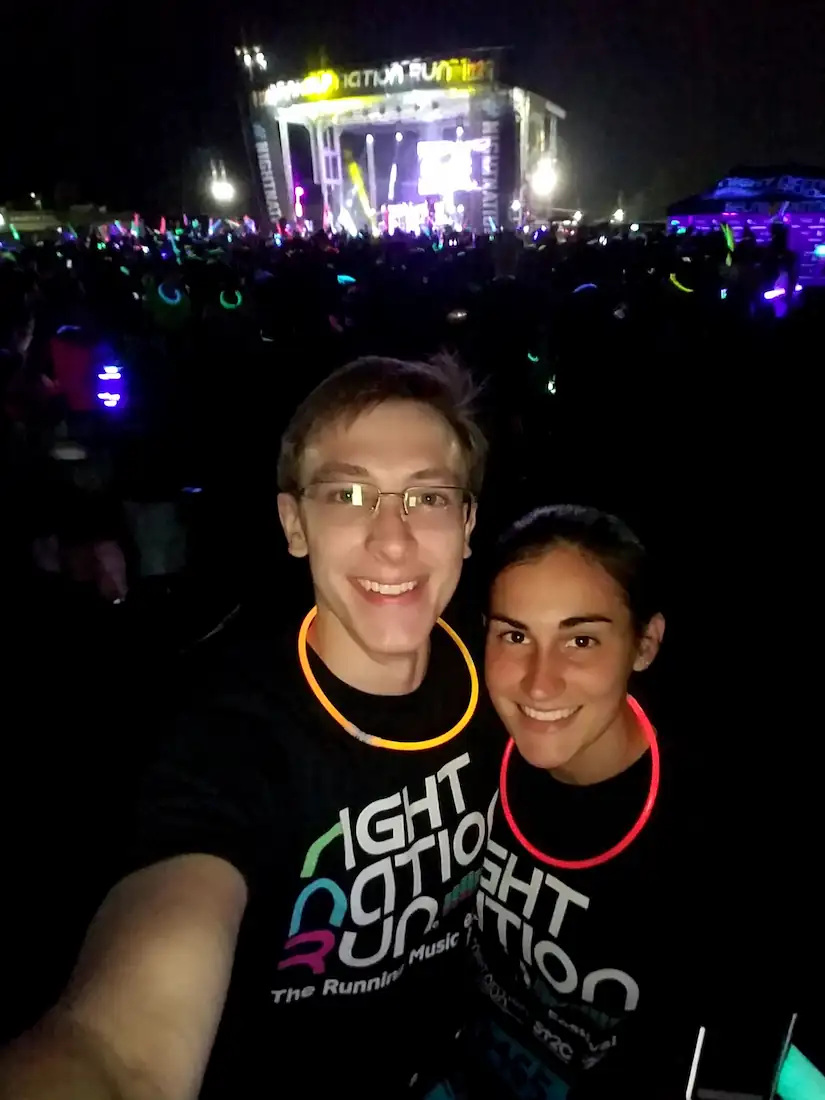 Danielle and Quentin at the Night Nation Run concert, after Quentin completed his first 5K.